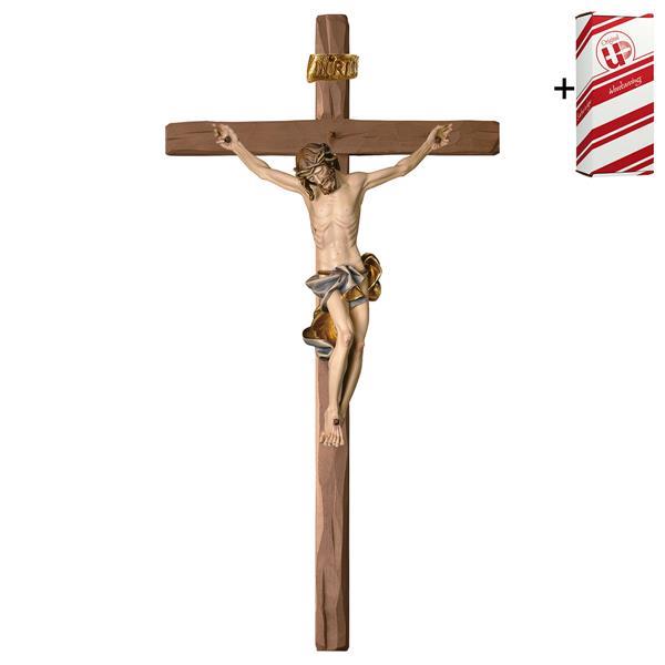 Crucifix Baroque Cross straight + Gift box - Colored Blue