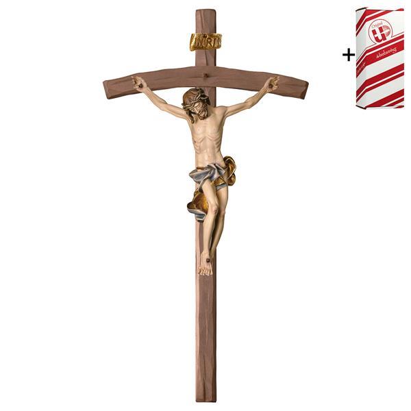 Crucifix Baroque Cross bent + Gift box - Colored Blue