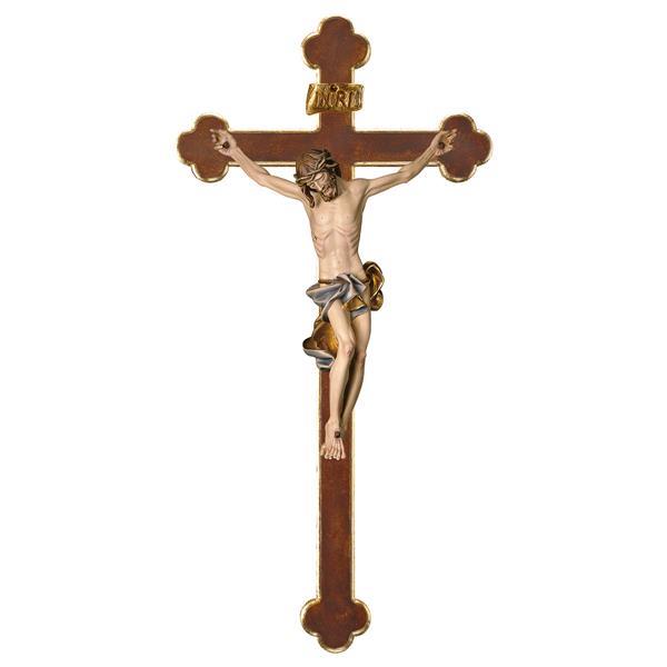 Crucifix Baroque Baroque Cross Linden wood carved - Colored Blue