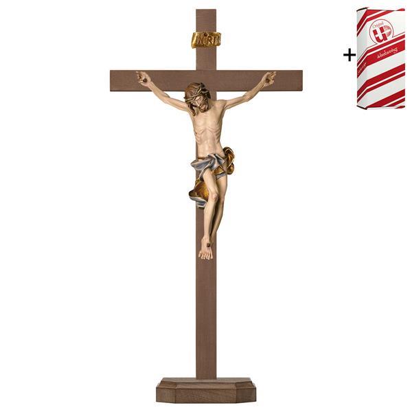 Crucifix Baroque Pedestal cross + Gift box - Colored Blue