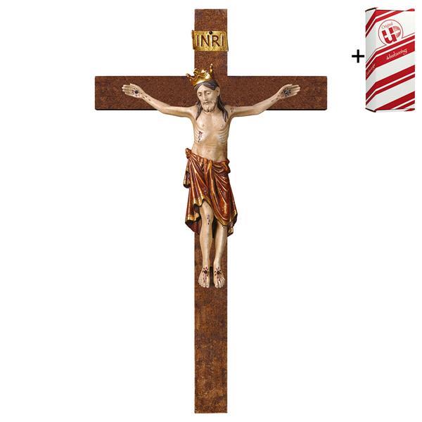 Crucifix Romanic with crown Cross straight + Gift box - Gold Leaf Antique
