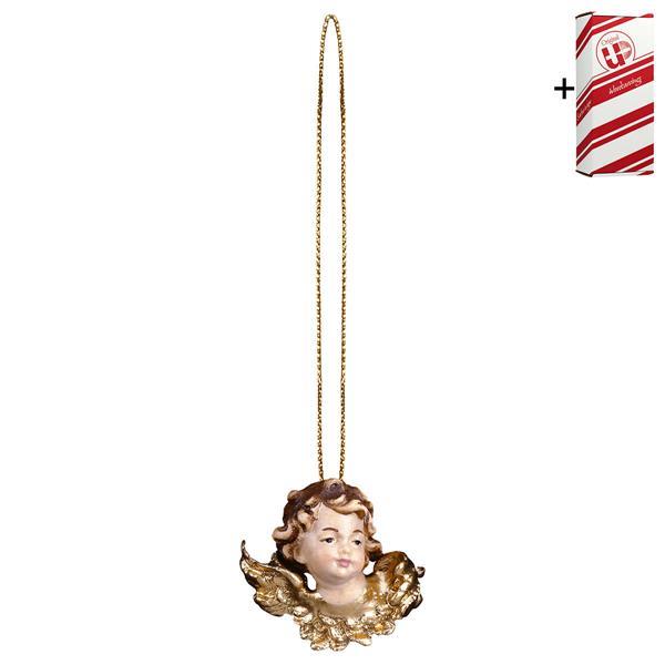 Angel head left side with gold string + Gift box - Colored