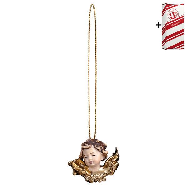 Angel head right side with gold string + Gift box - Colored