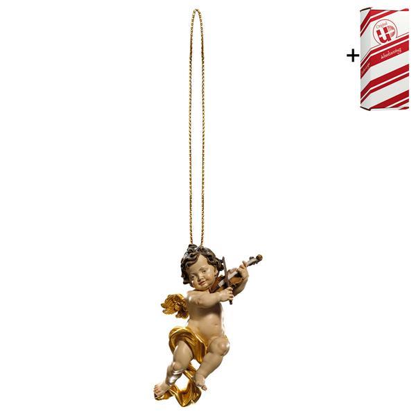 Cherub with violine with gold string + Gift box - Colored