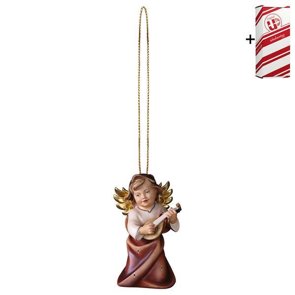 Heart Angel with lute with gold string + Gift box - Colored