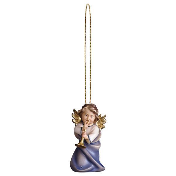 Heart angel with trumpet with gold string - Colored