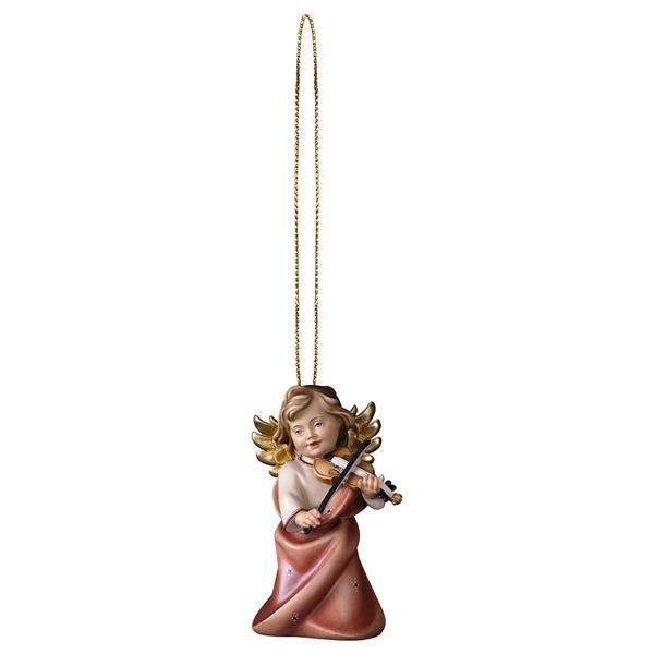 Heart angel with violine with gold string - Colored