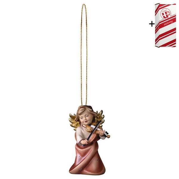 Heart angel with violine with gold string + Gift box - Colored