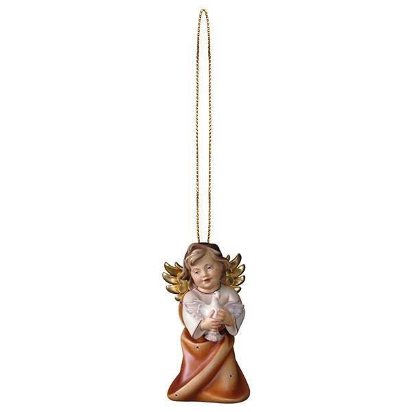 Heart angel with dove with gold string - Colored