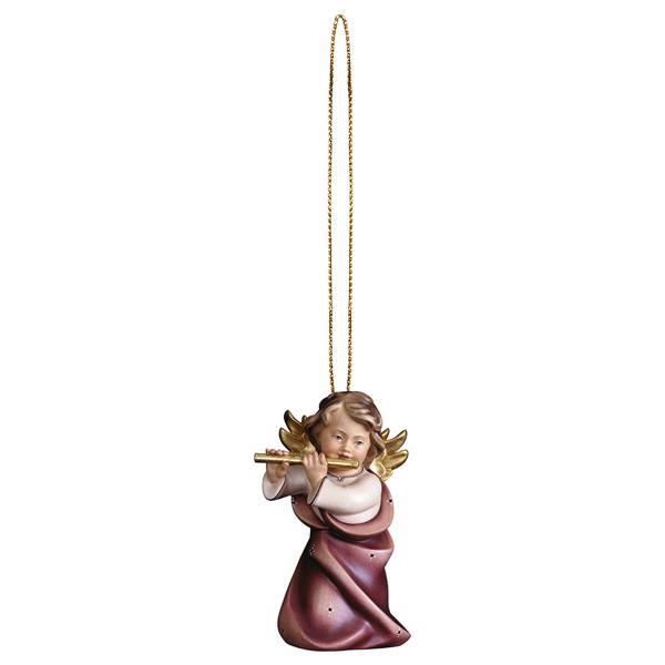 Heart angel with flute with gold string - Colored