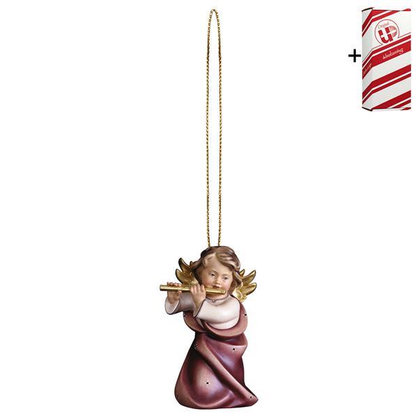 Heart angel with flute with gold string + Gift box - Colored