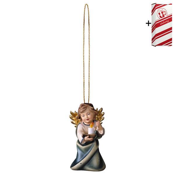Heart Angel with candle with gold string + Gift box - Colored