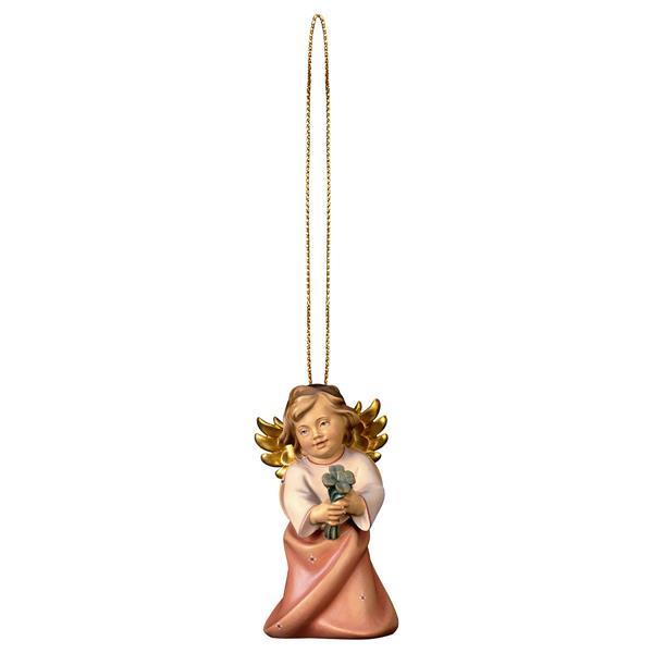 Heart Angel with four clover with gold string - Colored