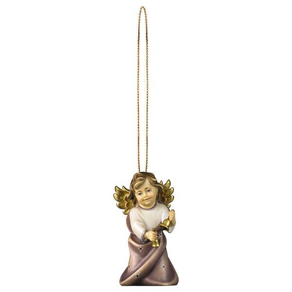 Heart Angel with bells with gold string - Colored