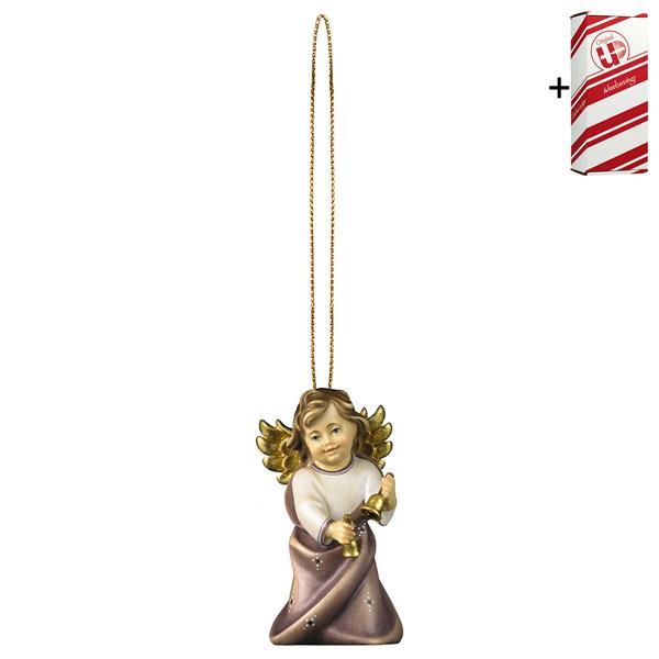 Heart Angel with bells with gold string + Gift box - Colored