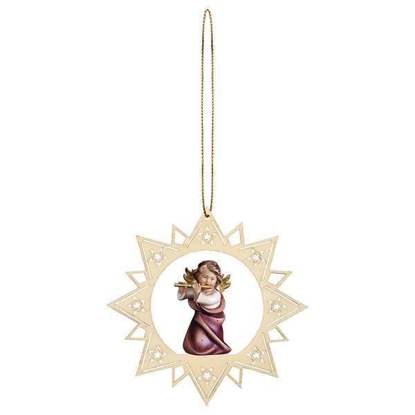 Heart Angel with flute Stars Star - Colored