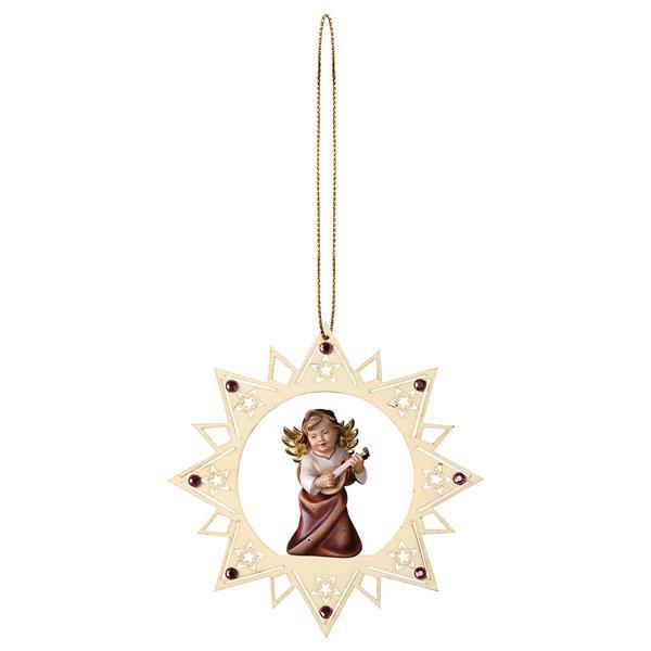 Heart Angel with lute Stars Star Crystal - Colored