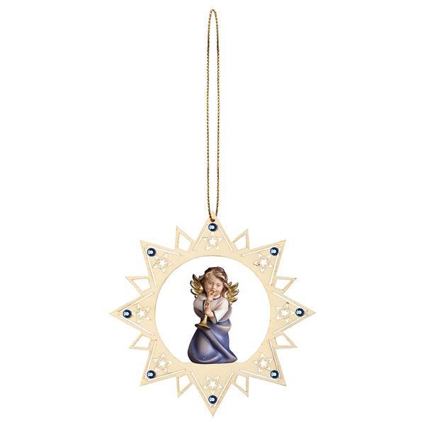 Heart Angel with trumpet Stars Star Crystal - Colored