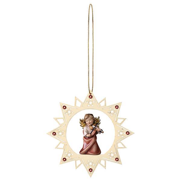 Heart Angel with violine Stars Star Crystal - Colored