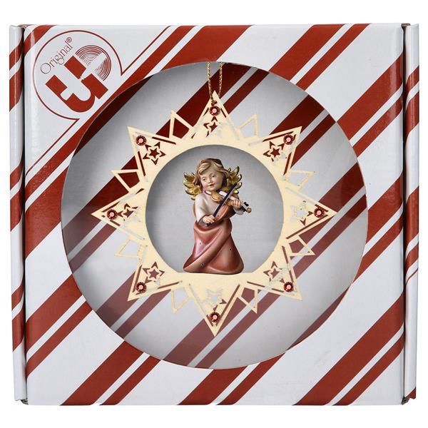 Heart Angel with violine Stars Star Crystal + Gift box - Colored