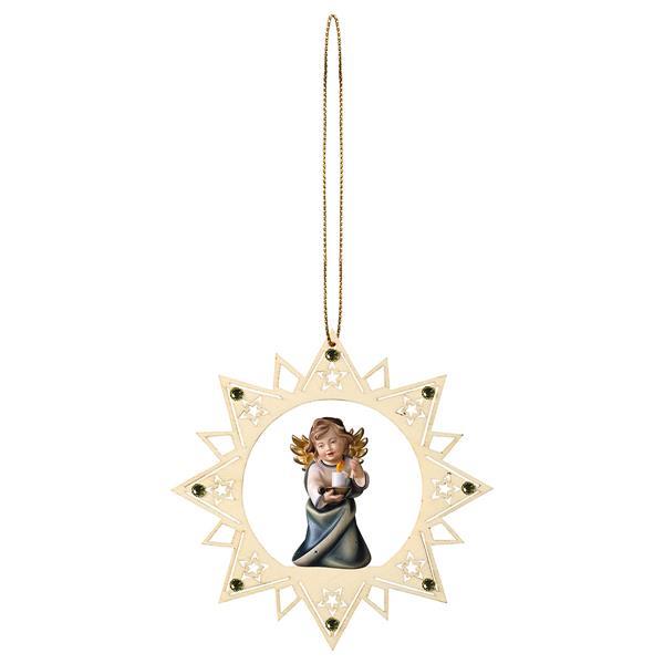 Heart Angel with candle Stars Star Crystal - Colored