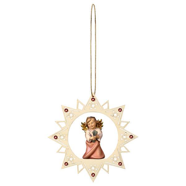 Heart Angel with four-clover Stars Star Crystal - Colored