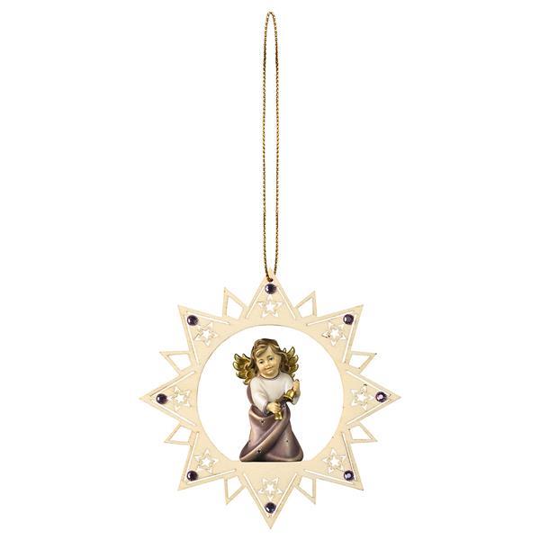 Heart Angel with bells Stars Star Crystal - Colored