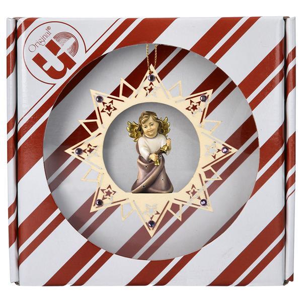 Heart Angel with bells Stars Star Crystal + Gift box - Colored