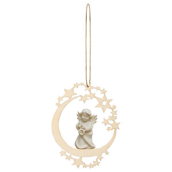 Heart Angel with lantern Moon Star - Natural