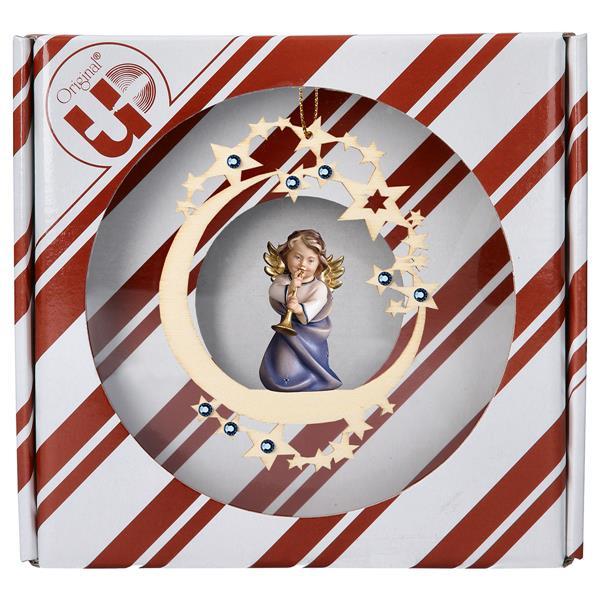 Heart Angel with trumpet - Moon Star Crystal + Gift box - Colored