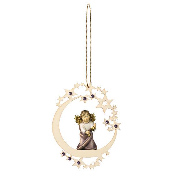 Heart Angel with bells Moon Star Crystal - Colored