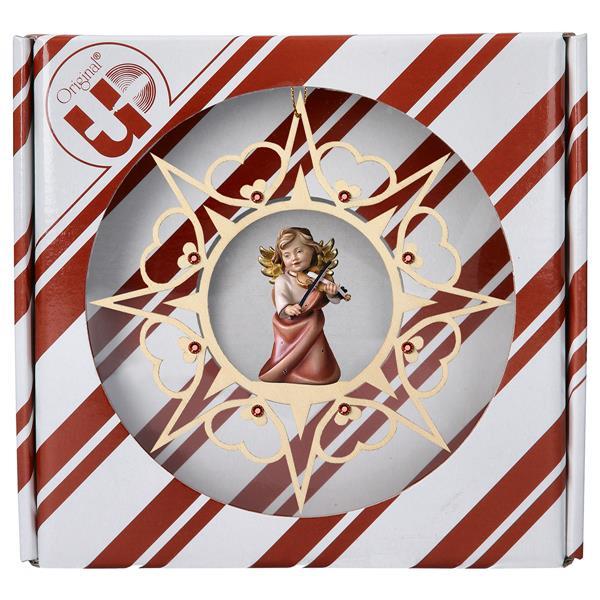 Heart Angel with trumpet Heart Star Crystal + Gift box - Colored