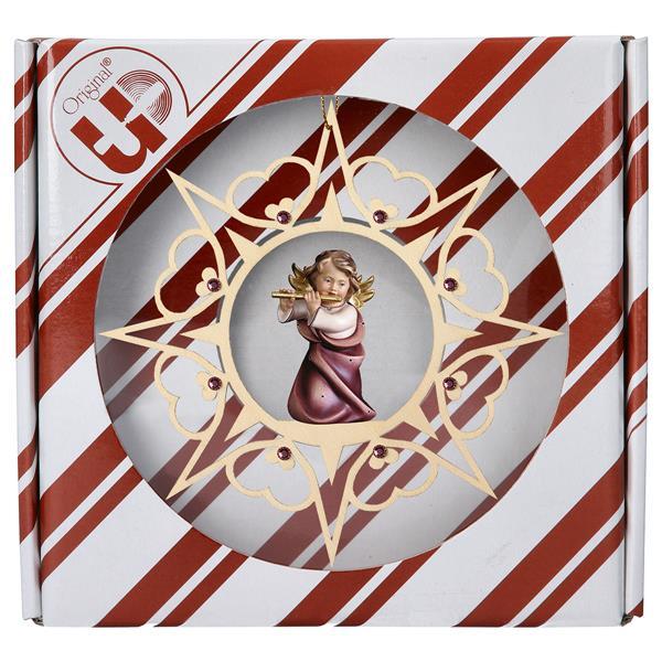 Heart Angel with flute Heart Star Crystal + Gift box - Colored
