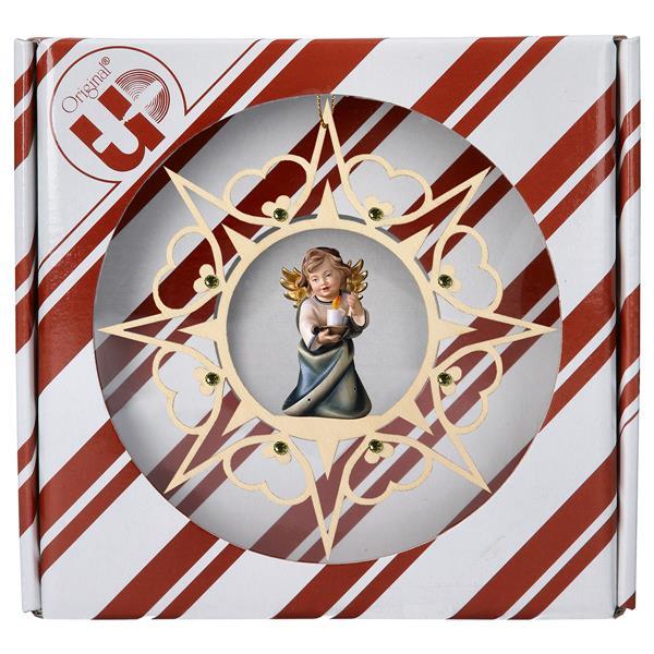 Heart Angel with candle Heart Star Crystal + Gift box - Colored