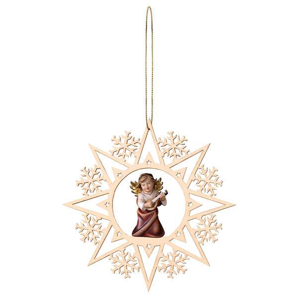 Heart Angel with lute Crystal Star - Colored