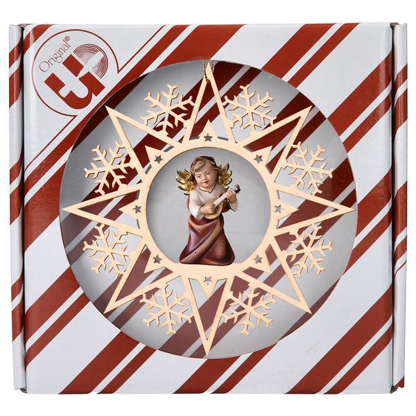 Heart Angel with lute Crystal Star + Gift box - Colored