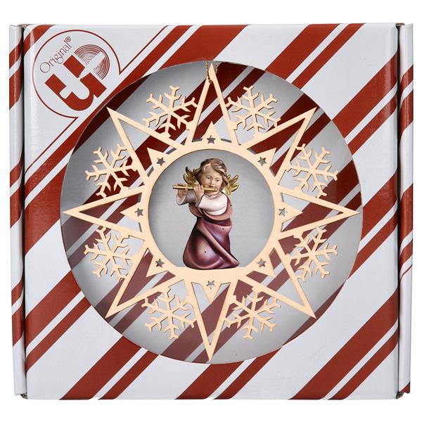 Heart Angel with flute Crystal Star + Gift box - Colored