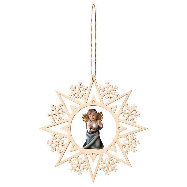 Heart Angel with candle Crystal Star - Colored