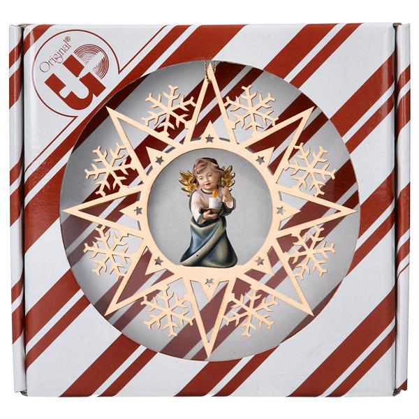 Heart Angel with candle Crystal Star + Gift box - Colored