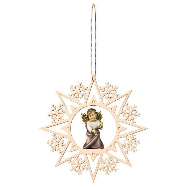 Heart Angel with bells Crystal Star - Colored
