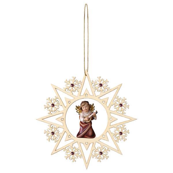 Heart Angel with lute Crystal Star Crystal - Colored