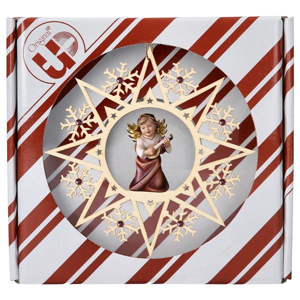 Heart Angel with lute Crystal Star Crystal + Gift box - Colored