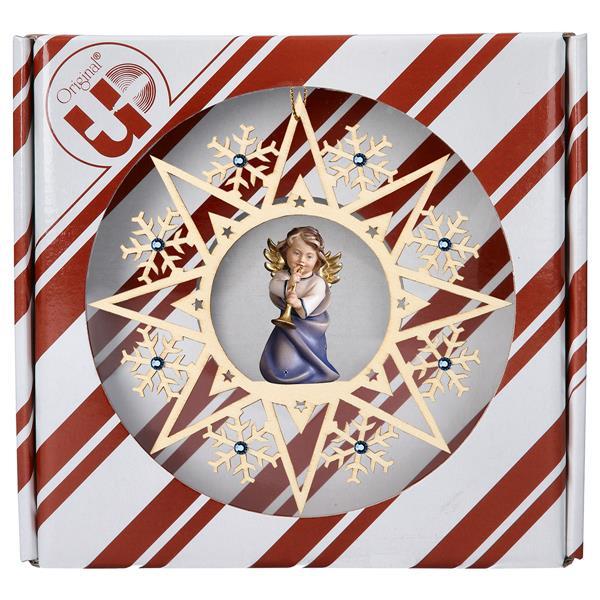 Heart Angel with trumpet Crystal Star Crystal + Gift box - Colored