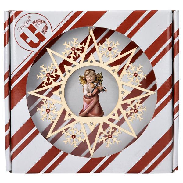 Heart Angel with violine Crystal Star Crystal + Gift box - Colored