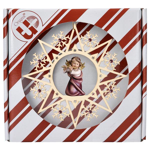 Heart Angel with flute Crystal Star Crystal + Gift box - Colored