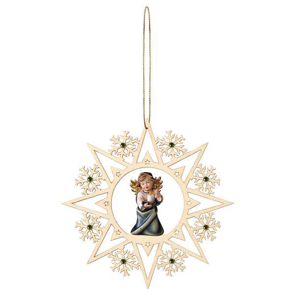 Heart Angel with candle Crystal Star Crystal - Colored