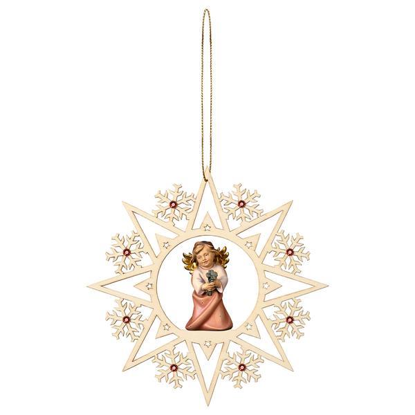 Heart Angel with four-clover Crystal Star Crystal - Colored
