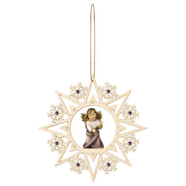 Heart Angel with bells Crystal Star Crystal - Colored
