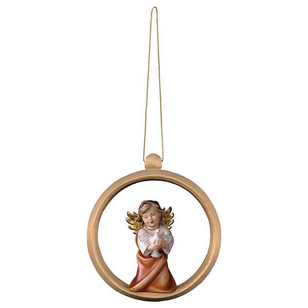 Heart Angel with dove Wood sphere - Colored