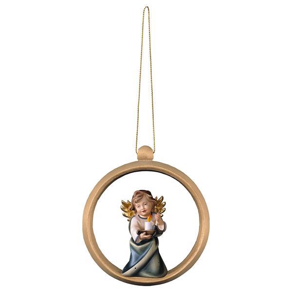 Heart Angel with candle Wood sphere - Colored